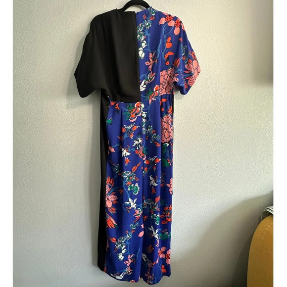 Diane Von Furstenberg Karissa Silk Blend Chiffon Floral Print Wrap Jumpsuit 6 - Picture 1 of 14
